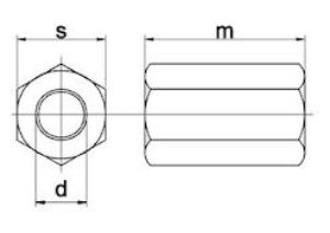 Afbeeldingen van Verlengmoer rvs a2            m6x18