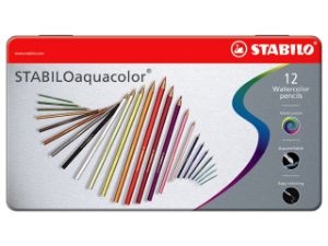 Afbeeldingen van Stabilo kleurpotlood aquacolor aquarelpotlood, verpakking 12 stuks, 1612-5, in blik, assortiment