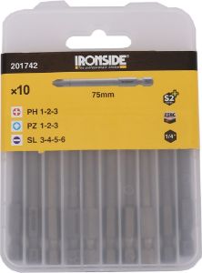 Afbeeldingen van Ironside Bitset 1/4"x75mm PH-PZ-SL 10 delig